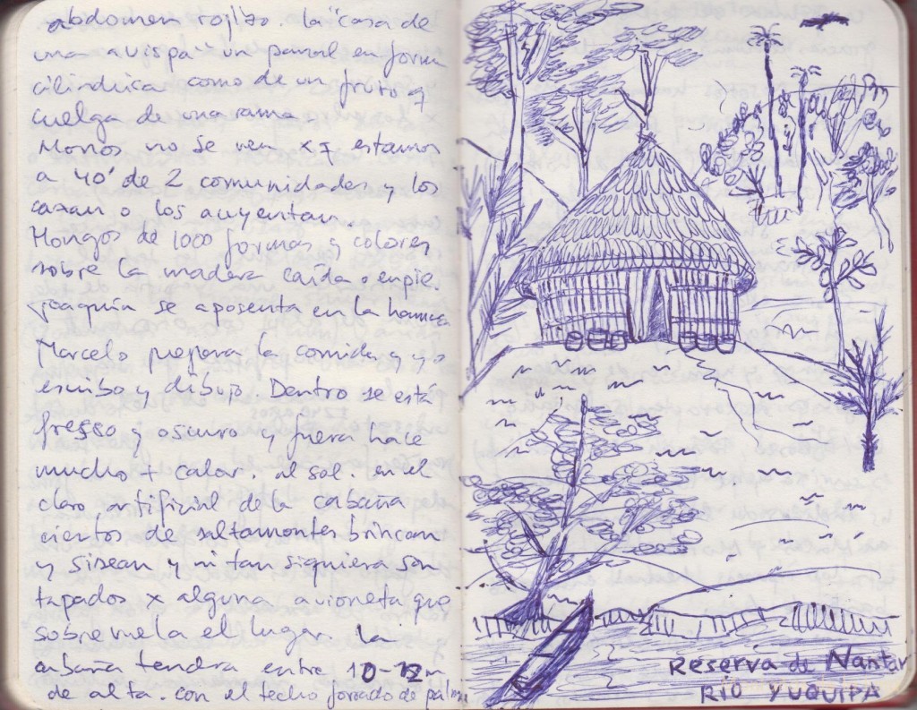 Cuaderno de Jesús Santana. Selva, Reserva de Nantar. Cabaña Shuar.